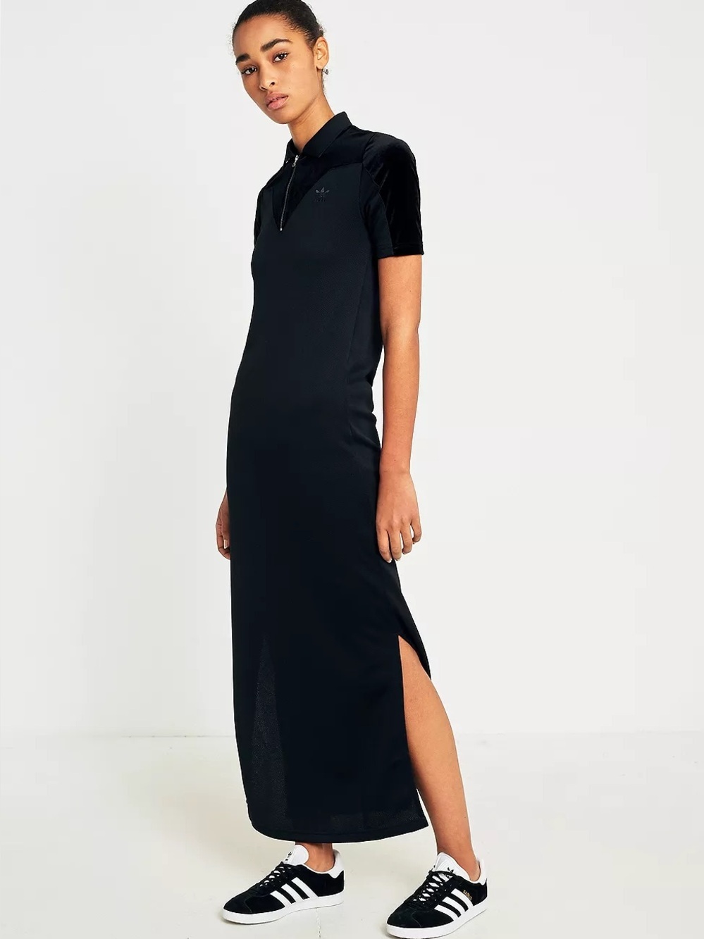 adidas Black Polo Maxi Dress with Side Slit
